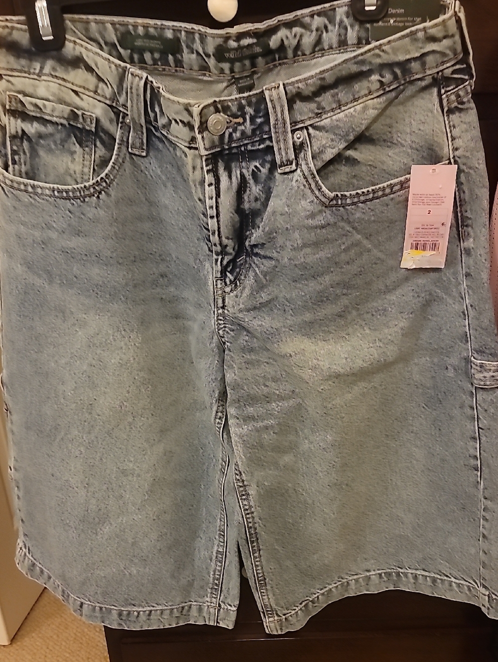 NWT Wild Fable Shorts Womens 2 Blue Utility Low Rise Rigid Denim Cargo 15 Inseam